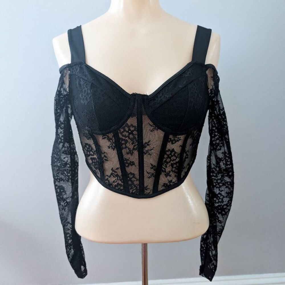 Shein Allurite Cold Shoulder Bustier Crop Top - Picture 3 of 5
